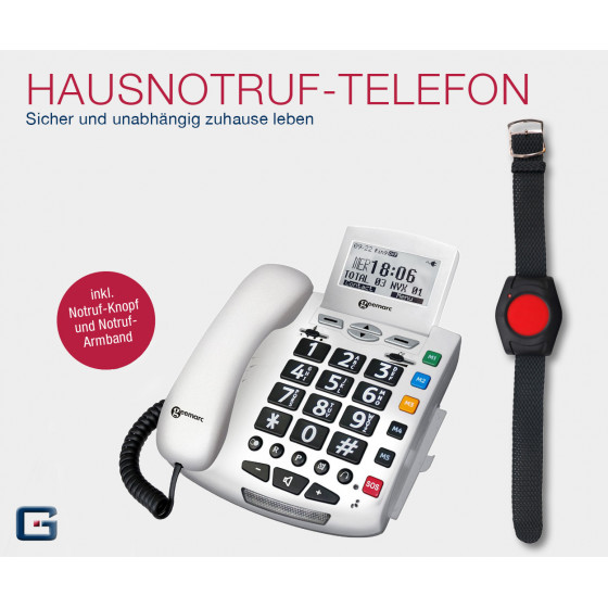 G-TELWARE® (ELDAT-Variante!) 2024er Modell Seniorentelefon Senioren-Notruf-Telefon mit Funk-SOS-Sender